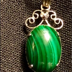 Malachite $ sterling silver pendent
